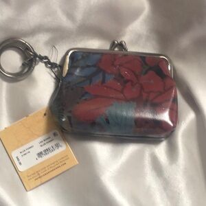 Patricia Nash Borse Leather Coin Purse Blue Forest Print NWT & Registration Card